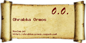 Ohrabka Ormos névjegykártya